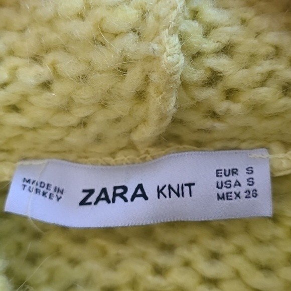 Zara Neon Green/Yellow Oversized Chunky Knit Pullover Sweater Size S - Picture 12 of 13